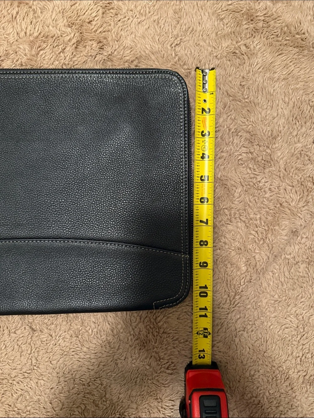 Levenger Black Pebbled Leather Zip Portfolio Organizer